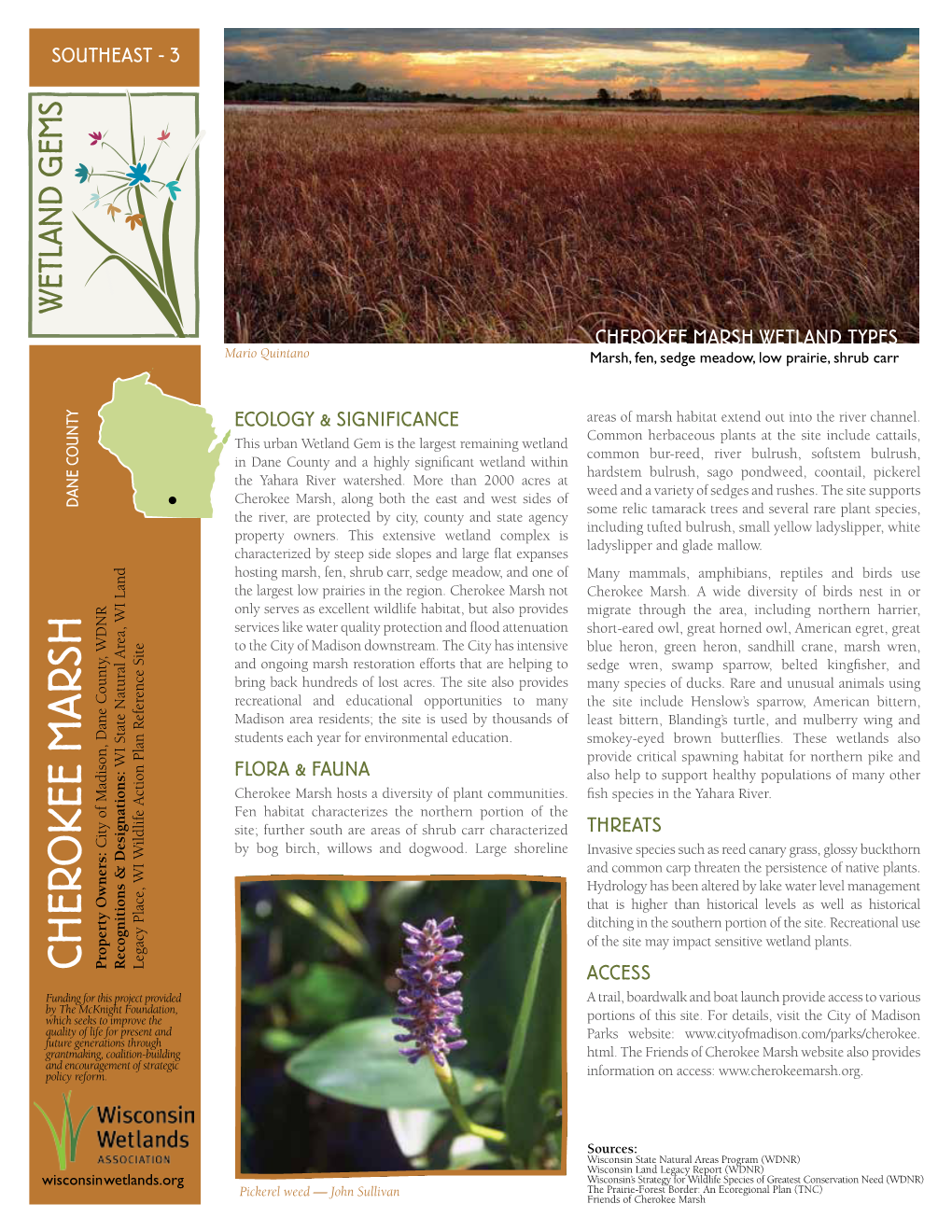 CHEROKEE MARSH WETLAND TYPES Mario Quintano Marsh, Fen, Sedge Meadow, Low Prairie, Shrub Carr