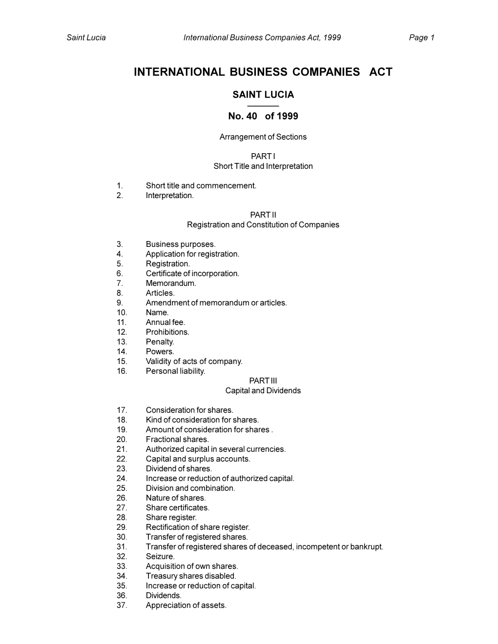 International Business Companies Act, 1999 Page 1