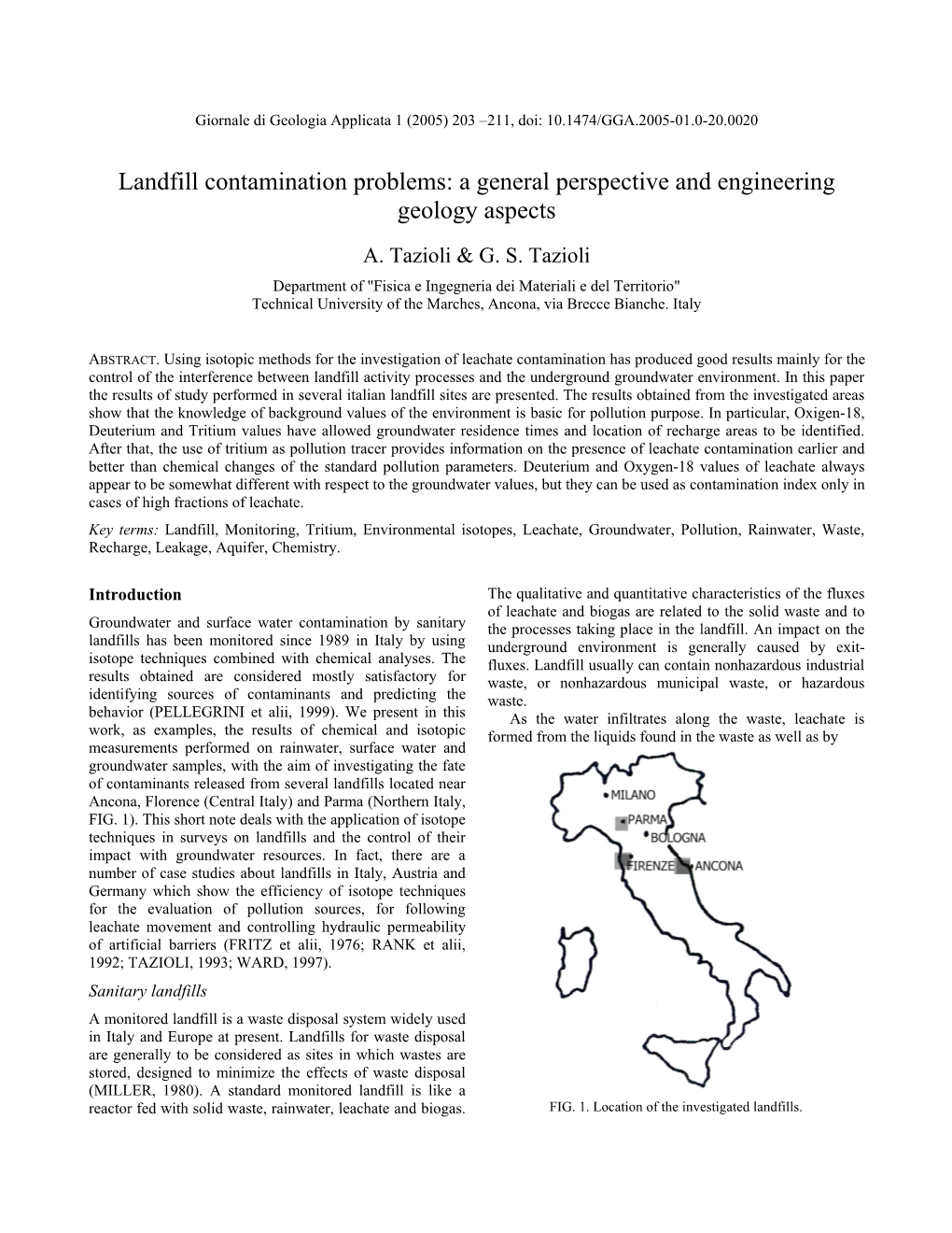 Landfill Contamination Problems: a General Perspective and Engineering Geology Aspects