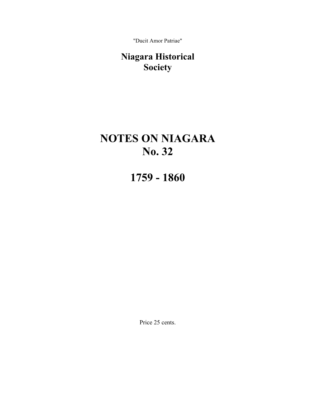 NOTES on NIAGARA No. 32 1759