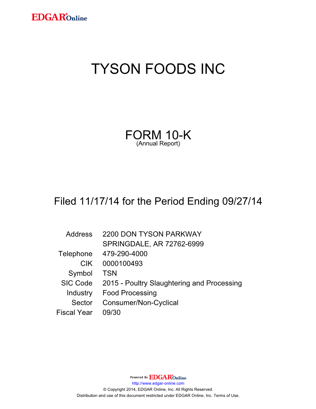 Tyson Foods Inc