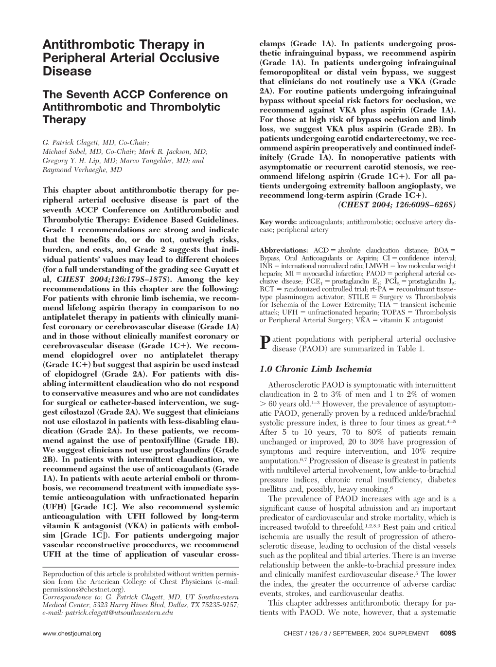 Antithrombotic Therapy in Peripheral Arterial Occlusive