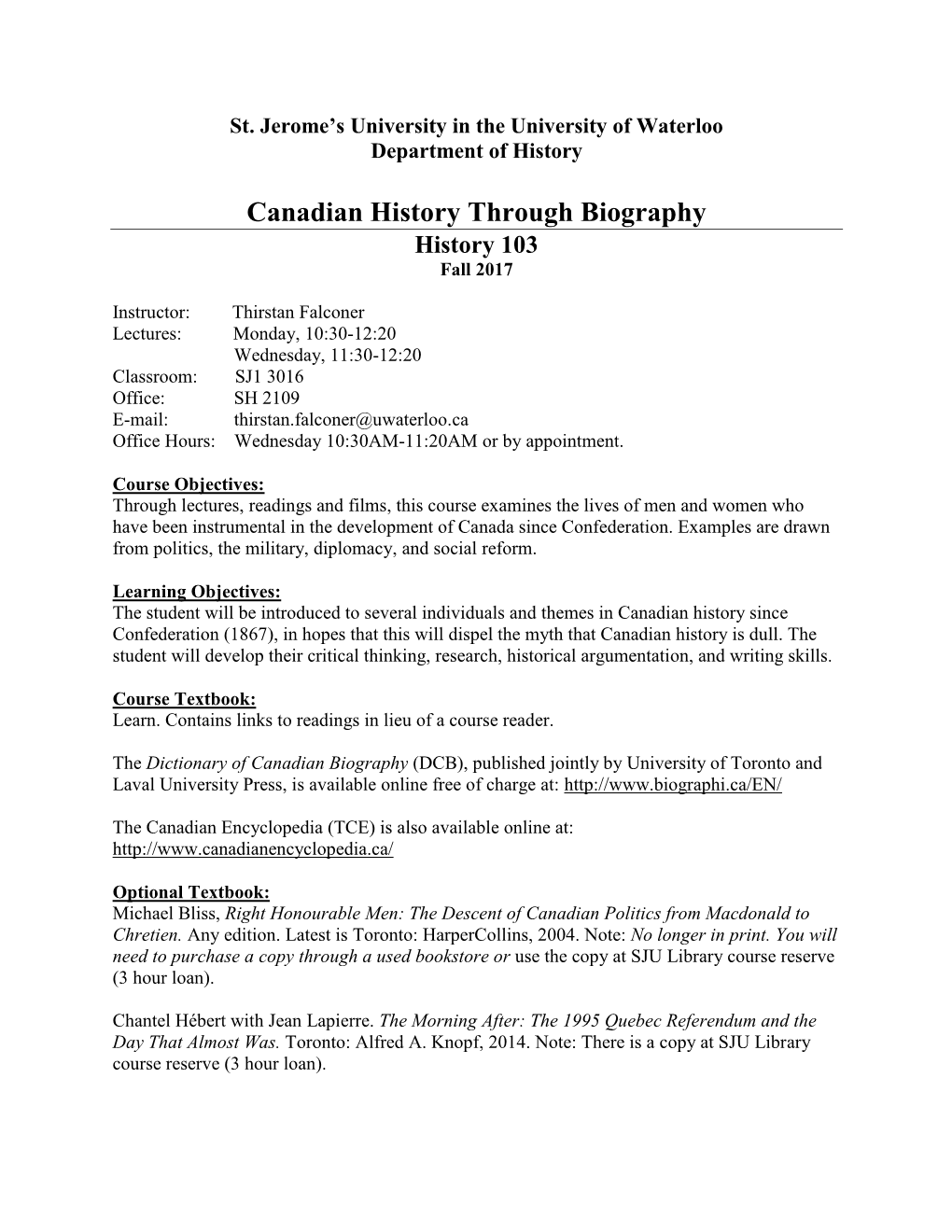 History 323 Course Syllabus