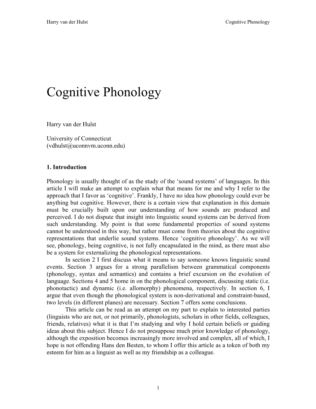 Cognitive Phonology