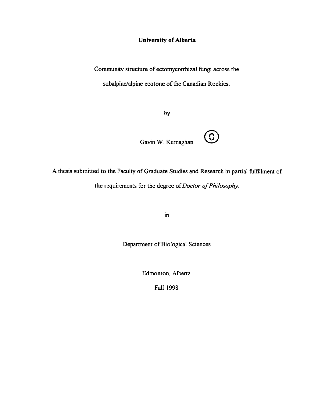 Comrnunity Structure of Ectomycorrhizal Fun@ Across The