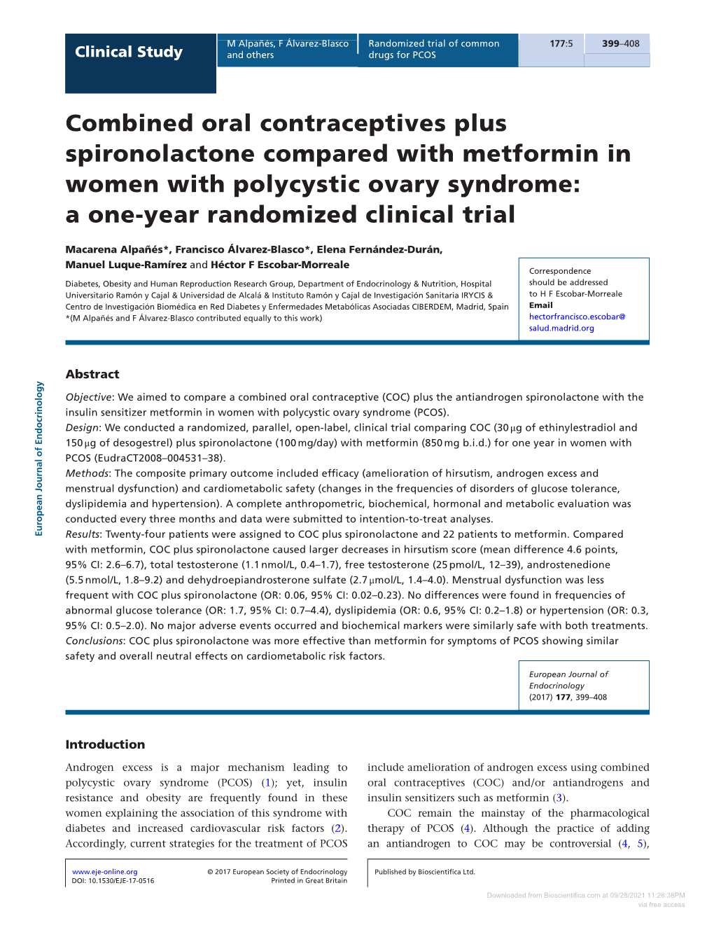 Combined Oral Contraceptives Plus Spironolactone Compared With