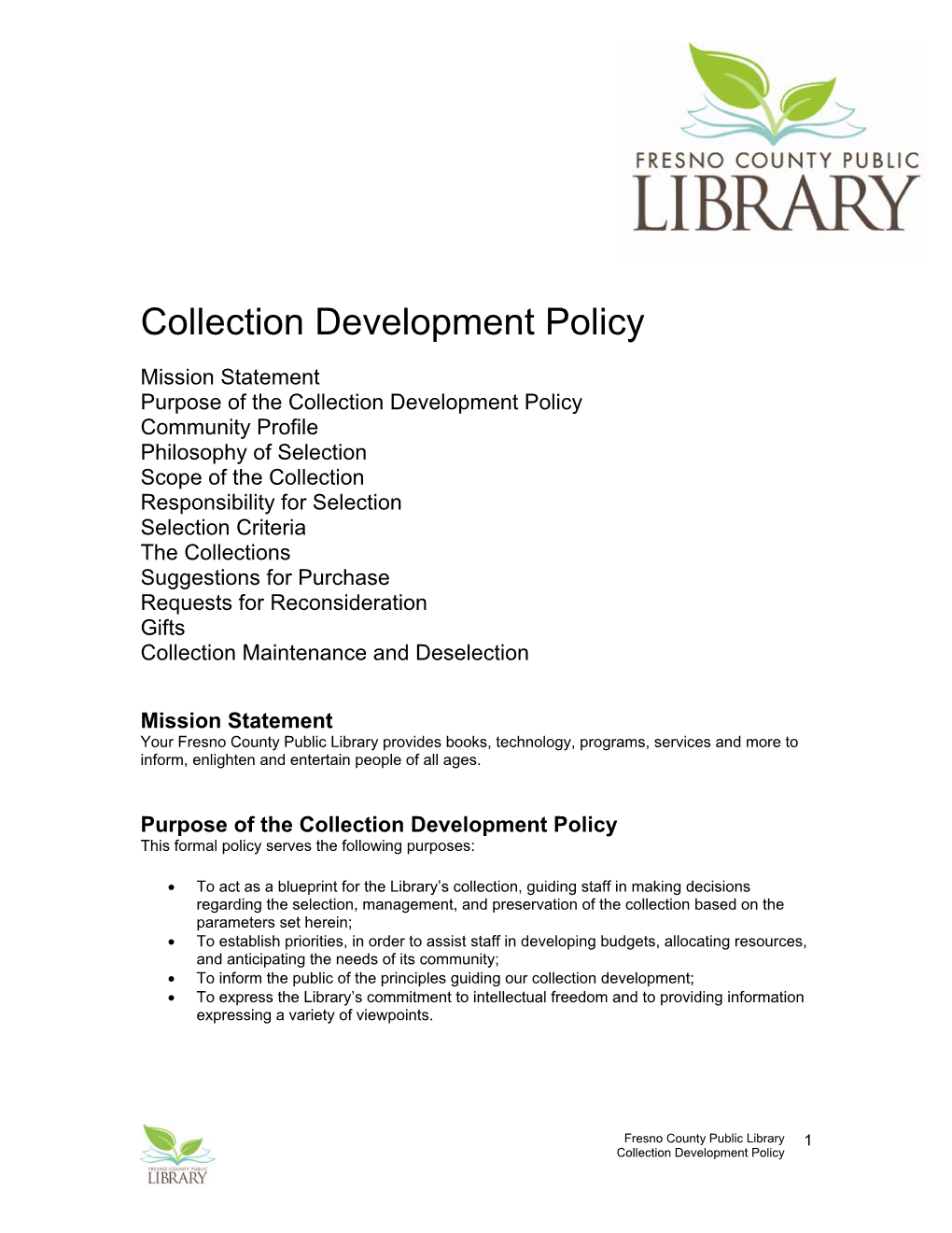 Collection Development Policy