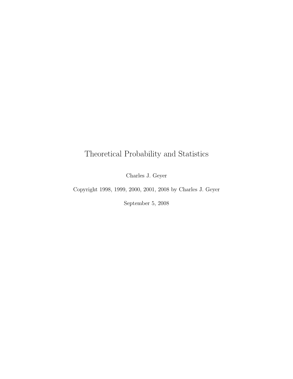 Theoretical Probability and Statistics