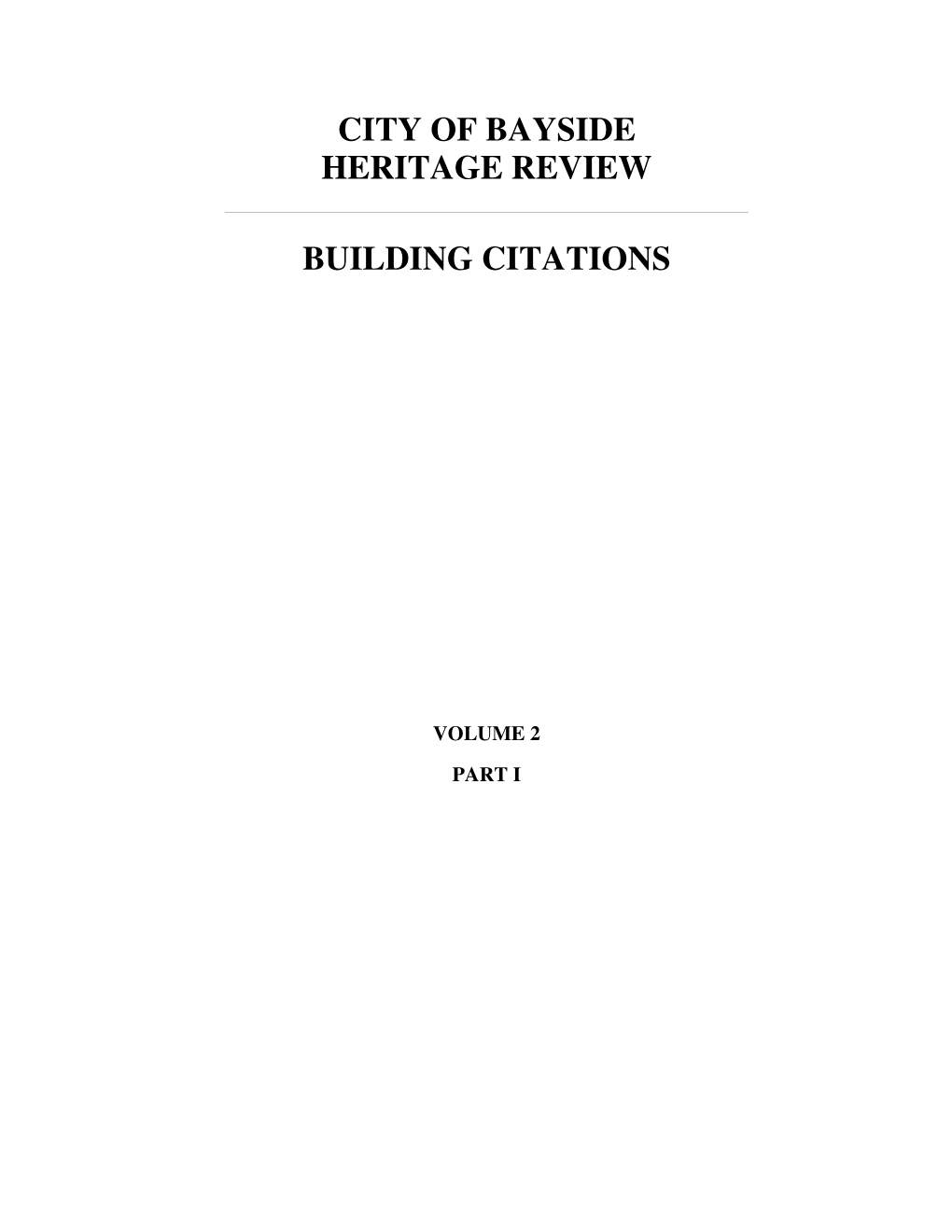 City of Bayside Heritage Review Building Citations