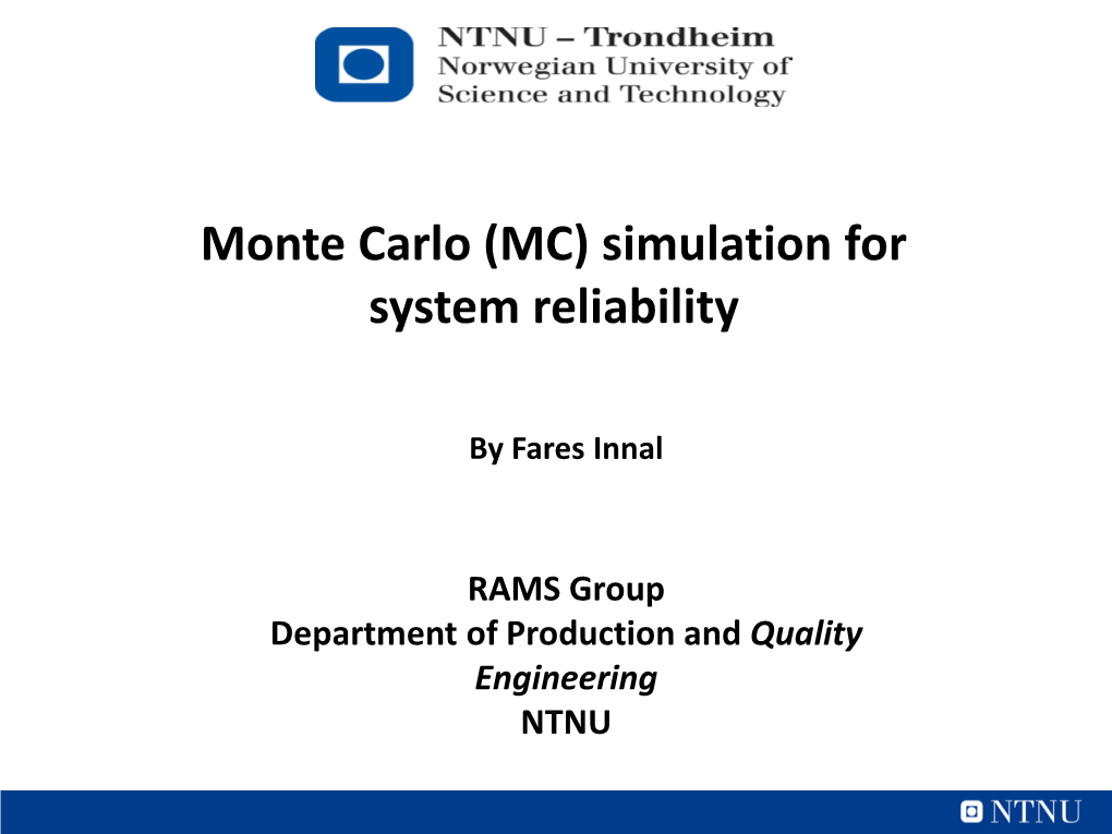 (MC) Simulation for System Reliability