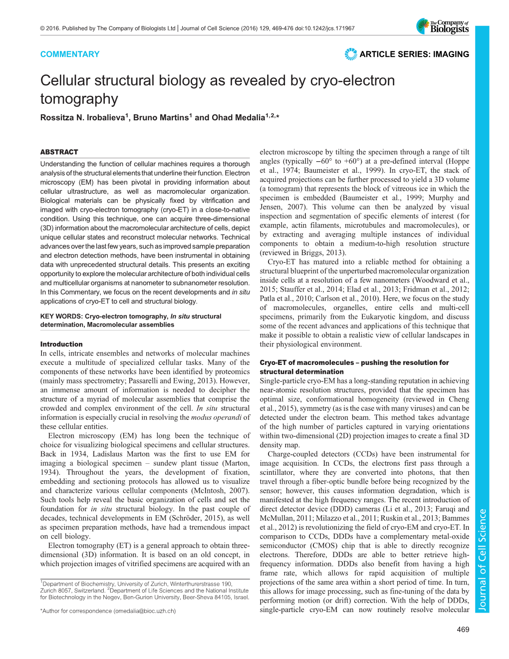 Cellular Structural Biology As Revealed by Cryo-Electron Tomography Rossitza N