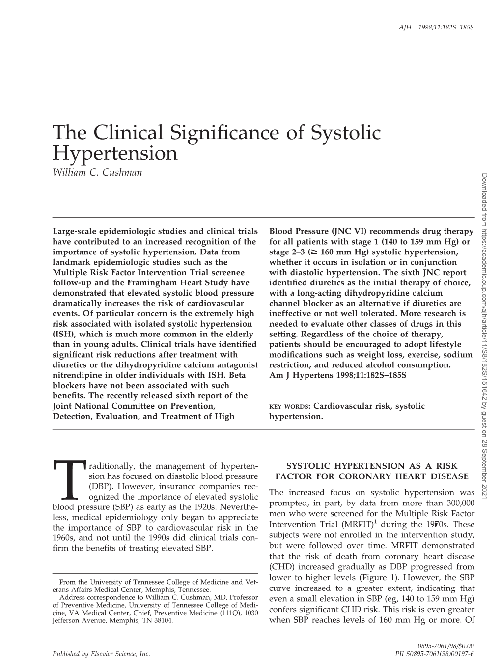 The Clinical Significance of Systolic Hypertension