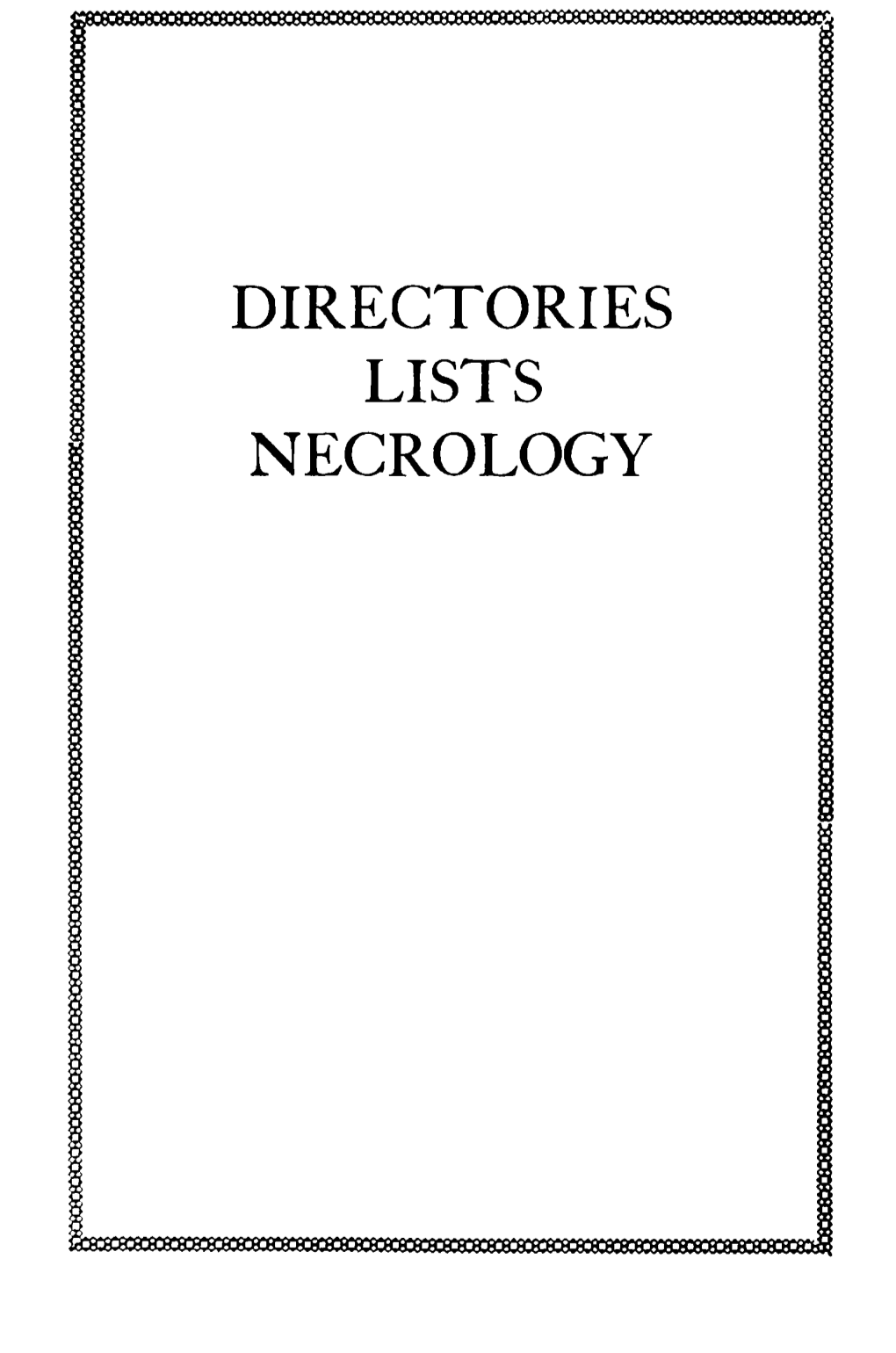 Directories Lists Necrology