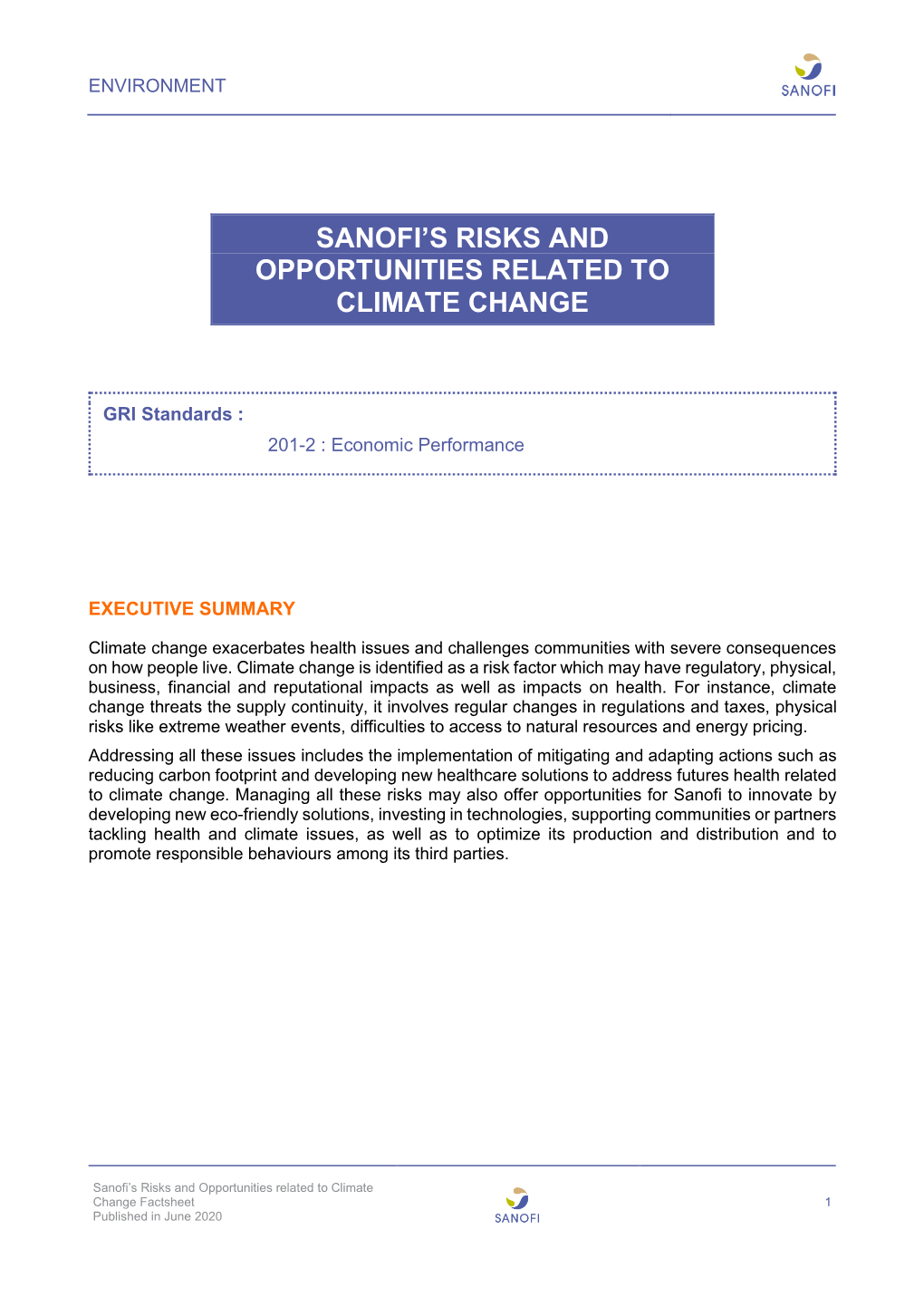 Risks and Opportunities Related to Climate Change