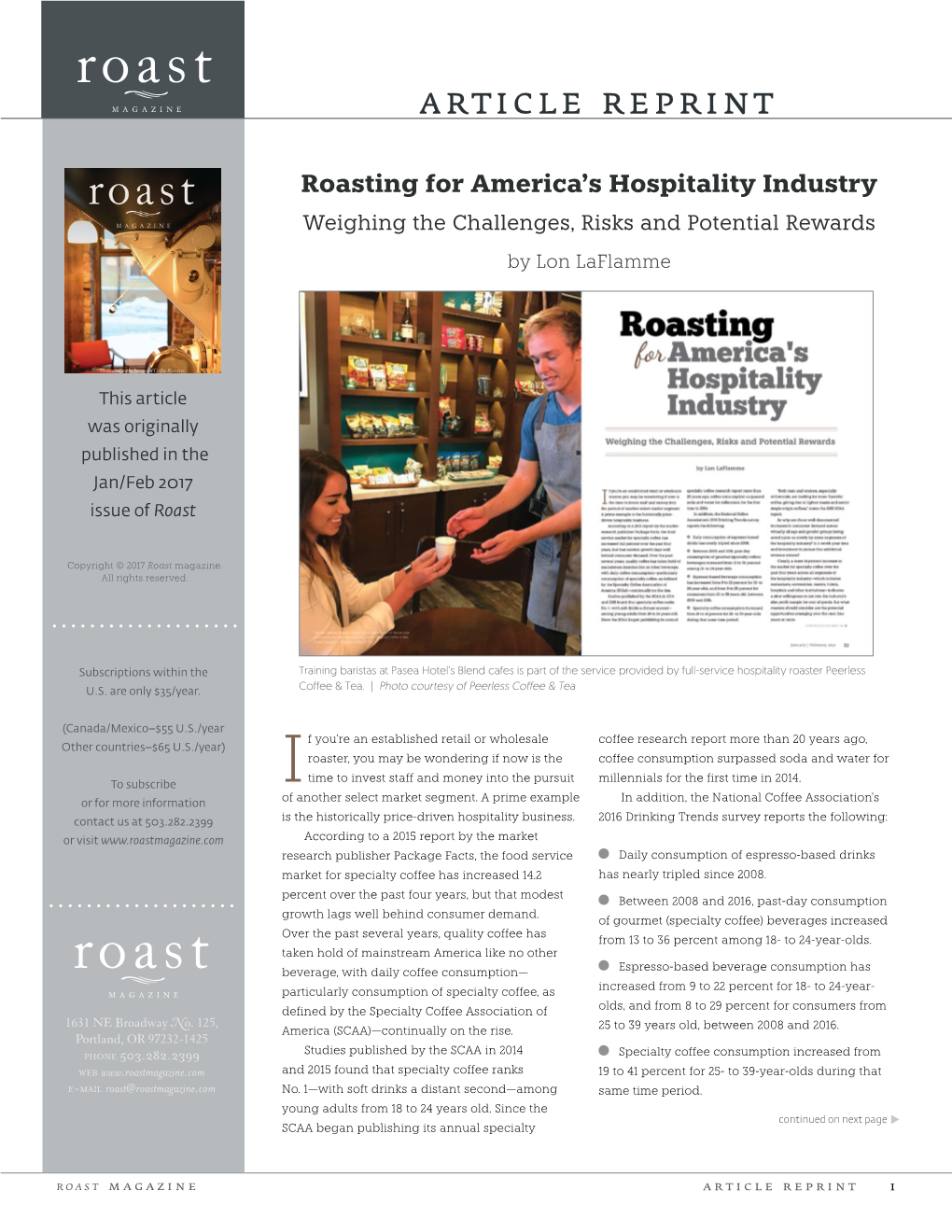 Roasting for America's Hospitality Industry