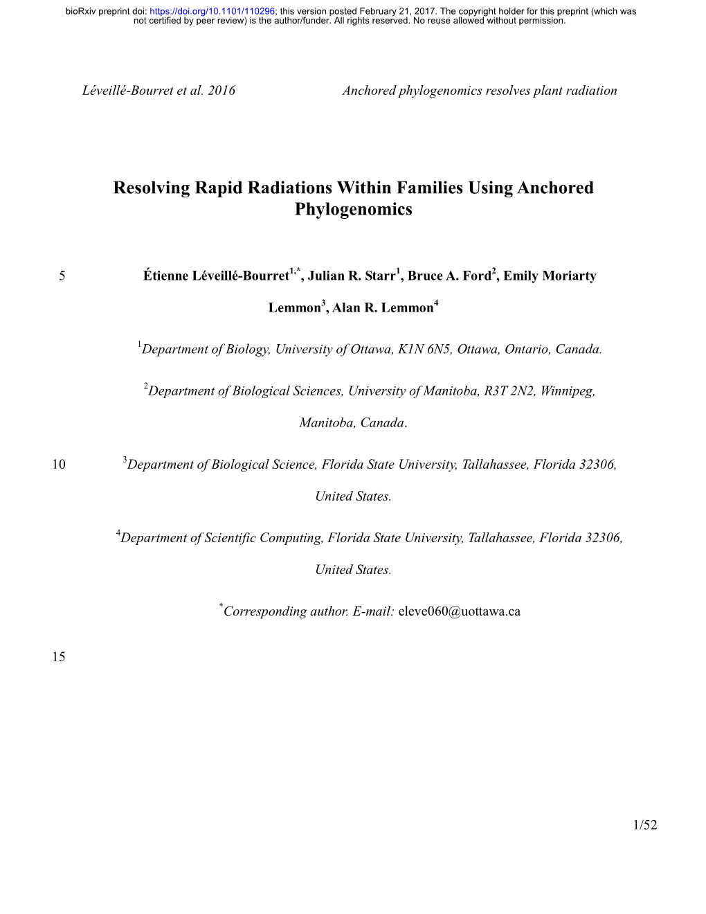 Resolving Rapid Radiations Within Families Using Anchored Phylogenomics