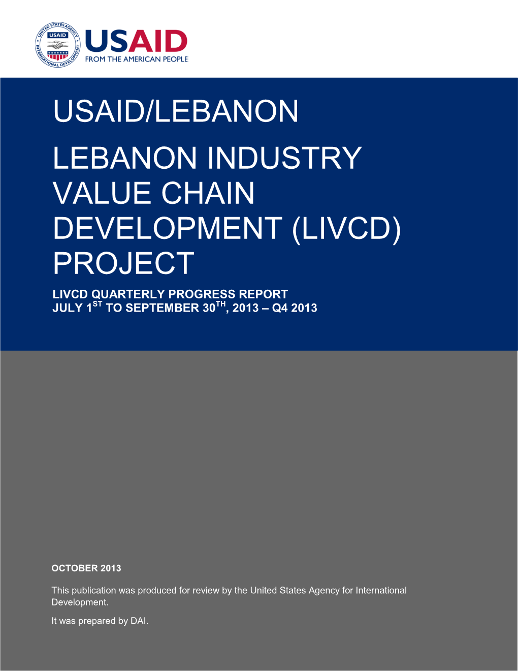 Usaid/Lebanon Lebanon Industry Value Chain Development (Livcd) Project