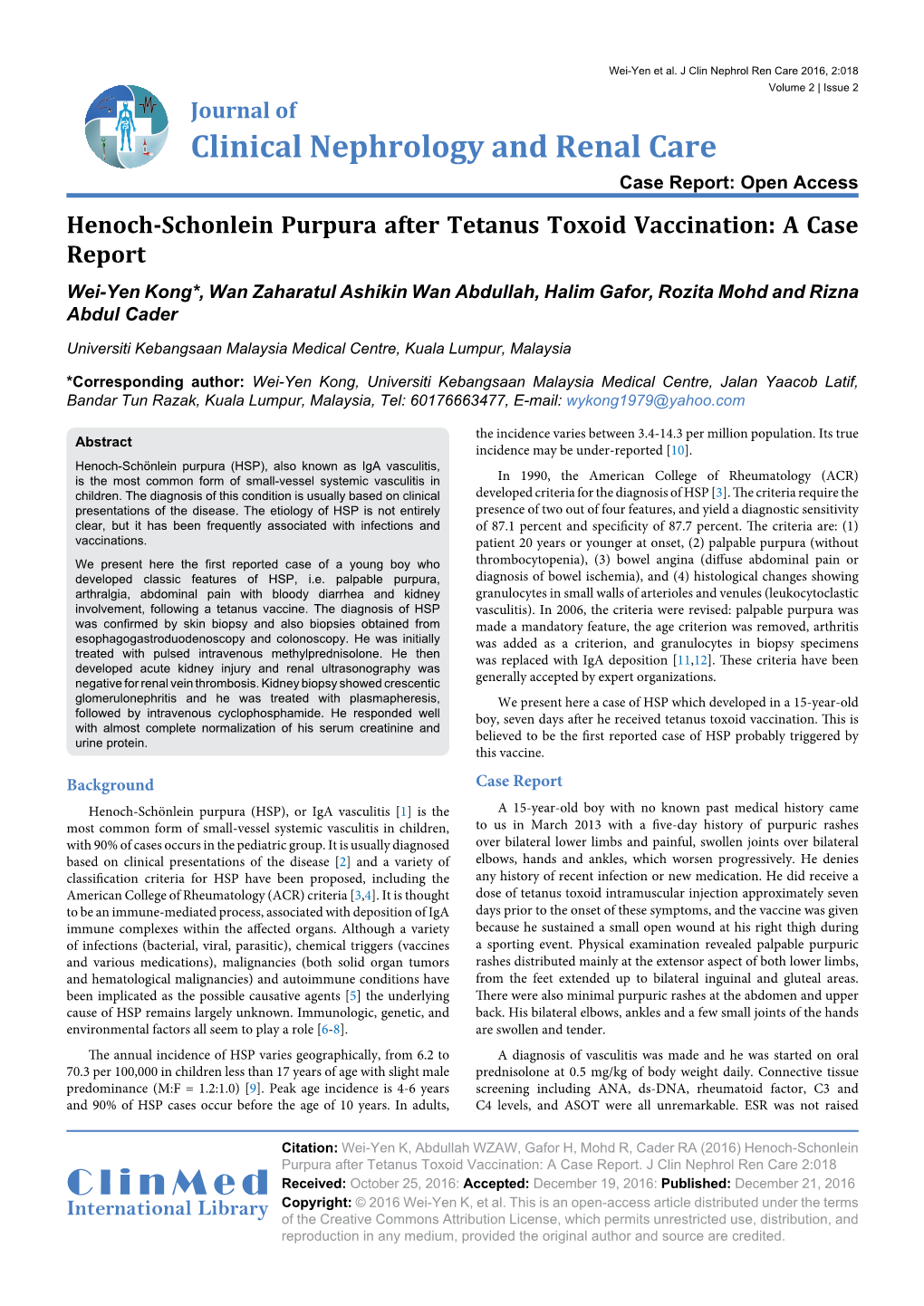 Henoch-Schonlein Purpura After Tetanus Toxoid Vaccination