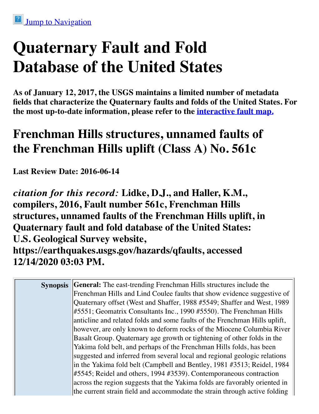 Quaternary Fault and Fold Database of the United States