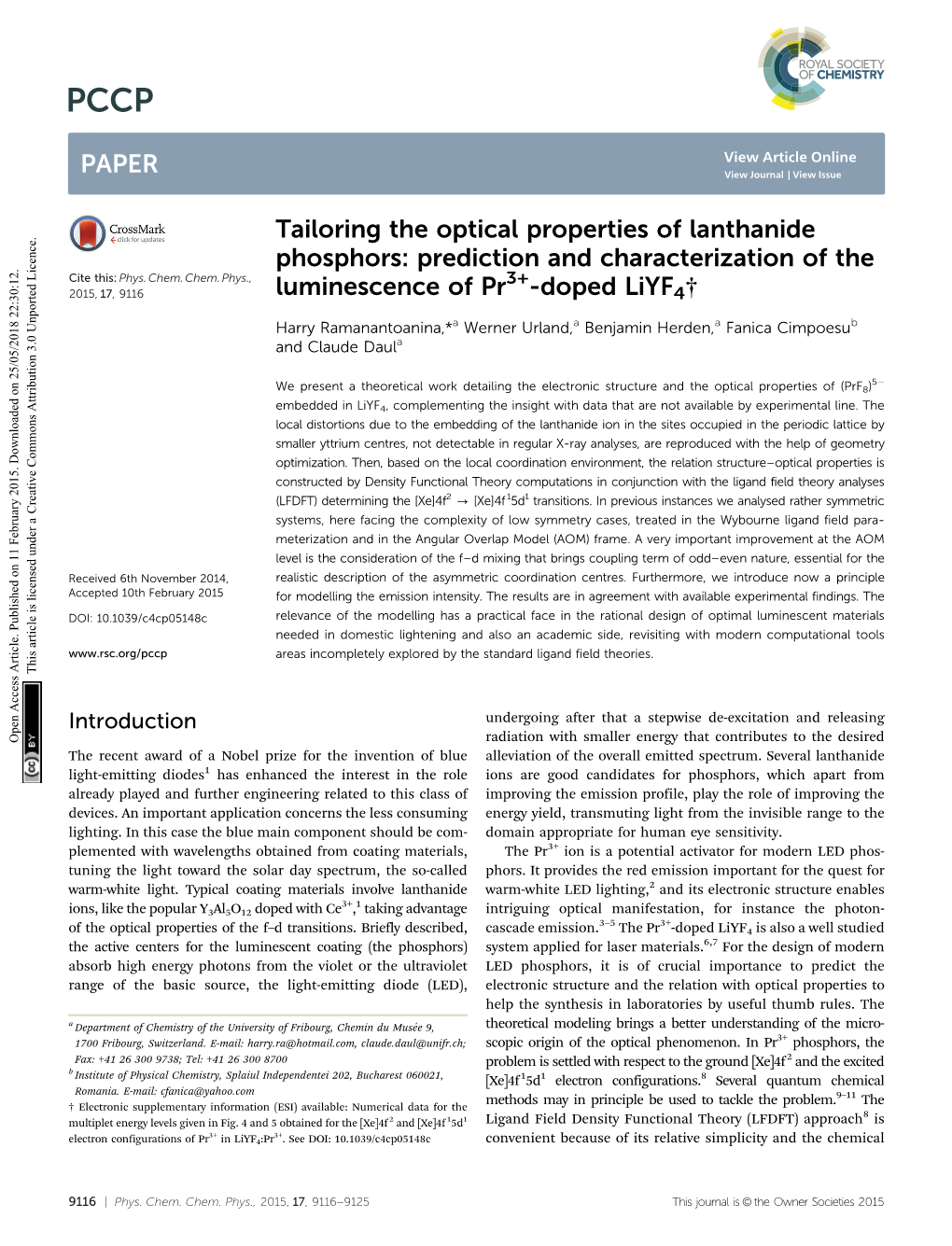 Tailoring the Optical Properties of Lanthanide Phosphors: Prediction and Characterization of the Cite This: Phys