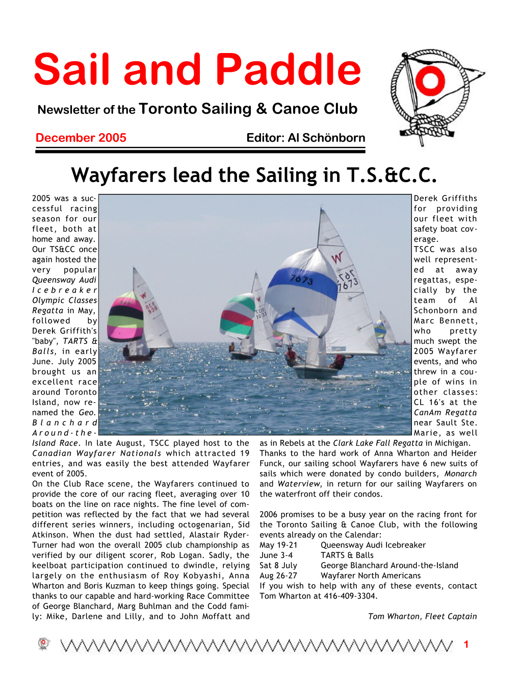 Sail and Paddle Newsletter of the Toronto Sailing & Canoe Club