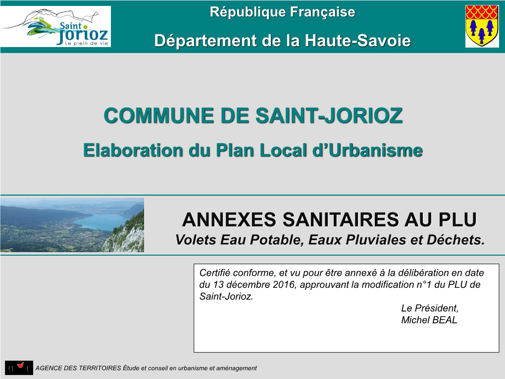 COMMUNE DE SAINT-JORIOZ Elaboration Du Plan Local D’Urbanisme