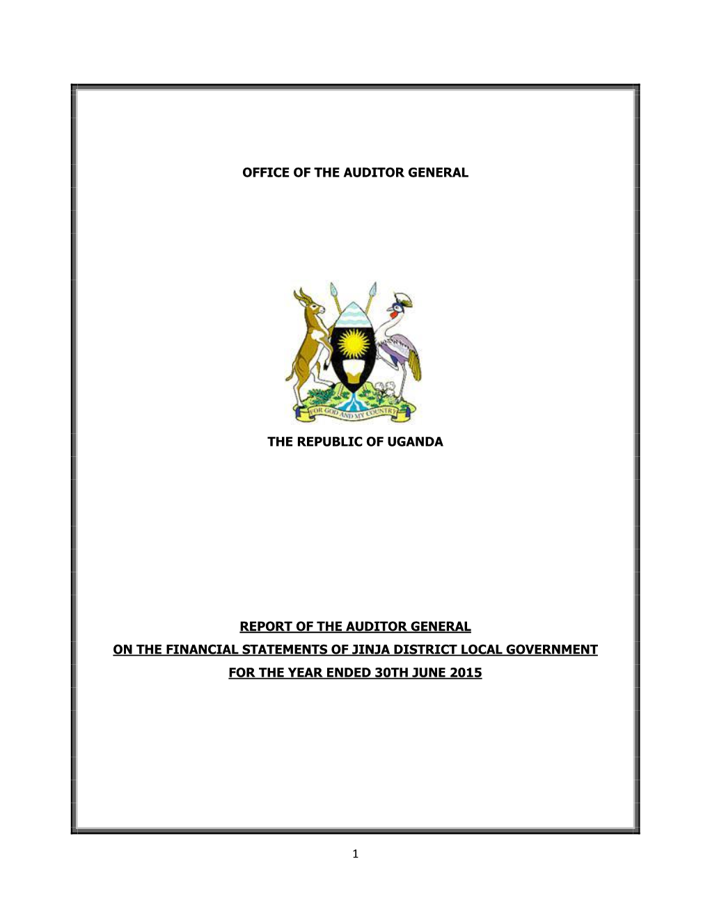 1 Office of the Auditor General the Republic Of