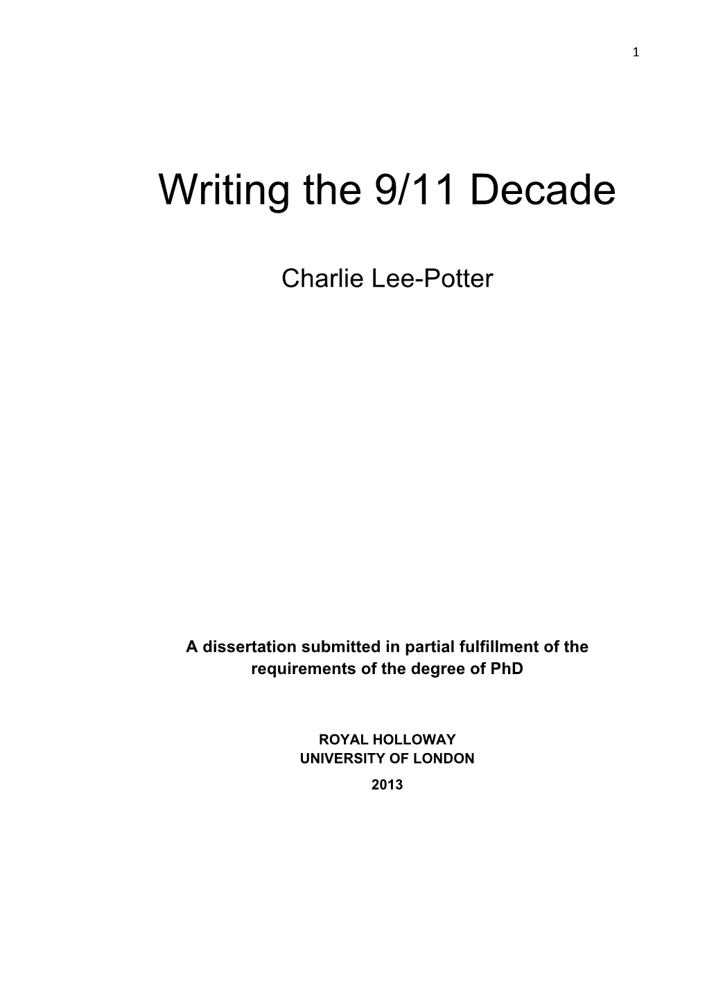 Writing the 9/11 Decade