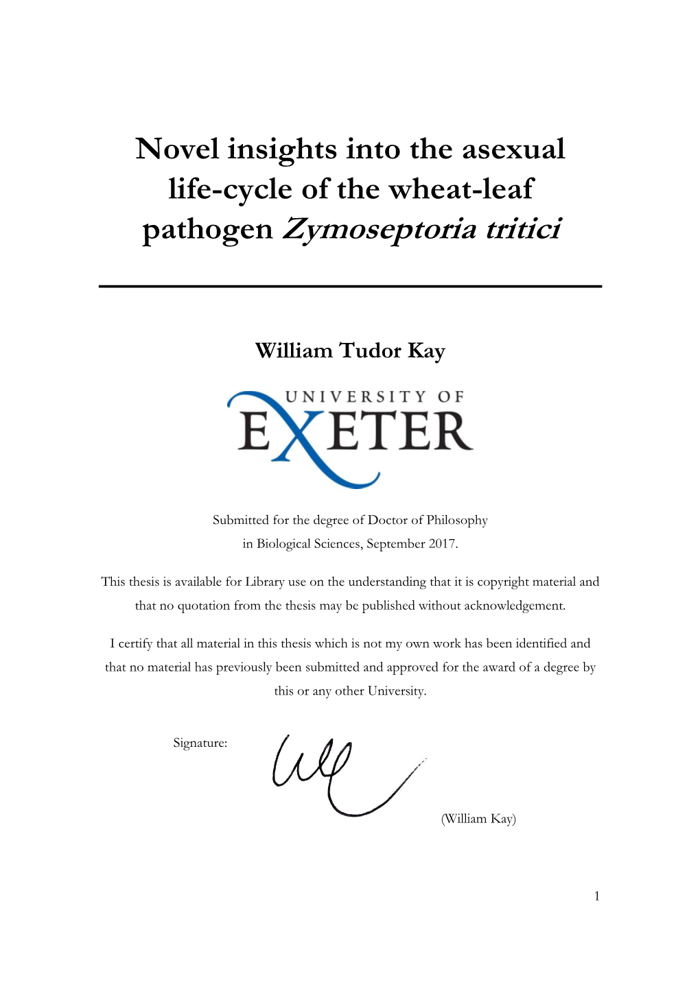 Novel Insights Into the Asexual Life-Cycle of the Wheat-Leaf Pathogen Zymoseptoria Tritici