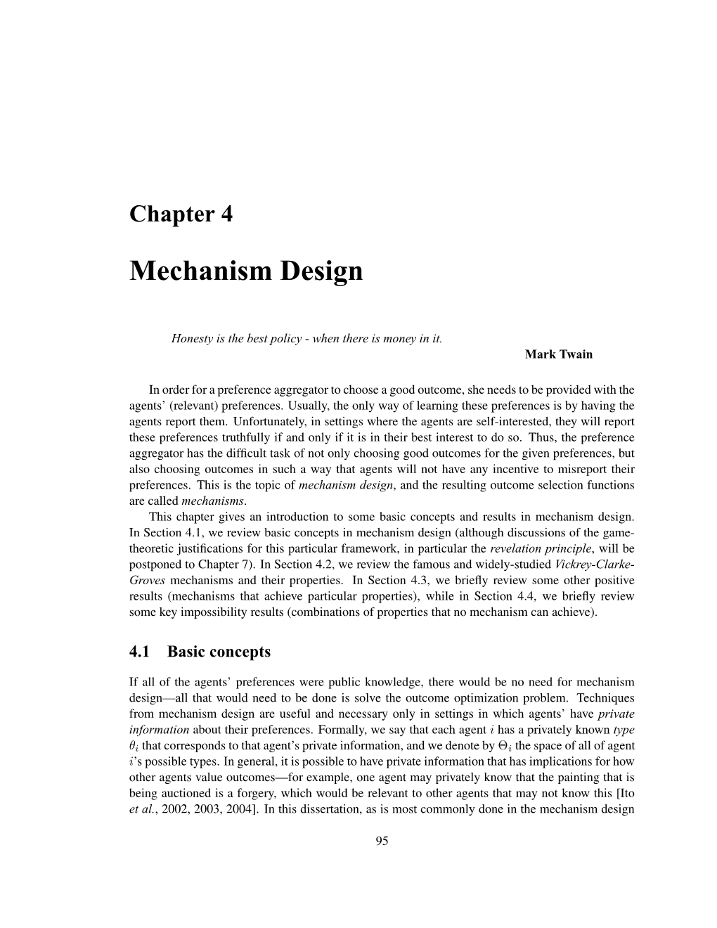 Chapter on Mechanism Design + Chapter on Revelation Principle