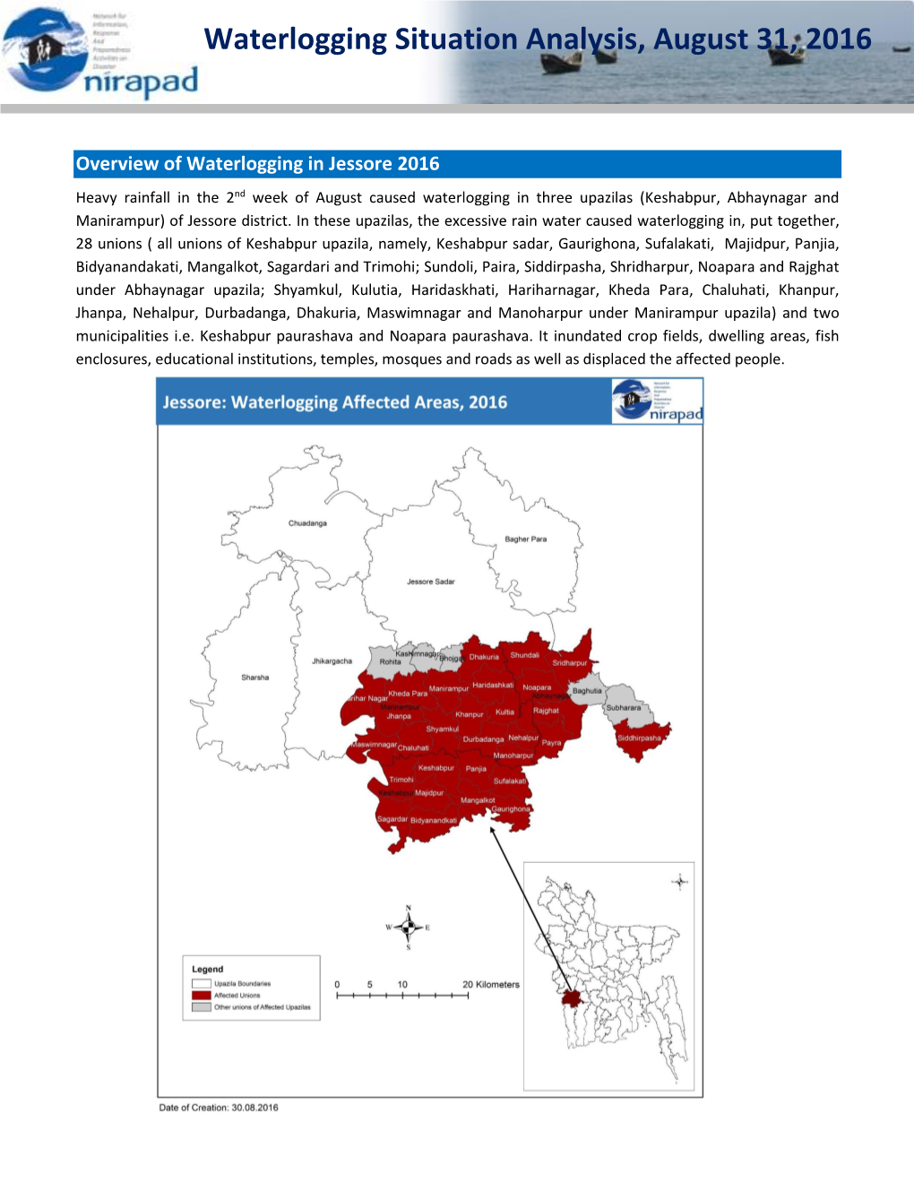 Waterlogging Situation Analysis, August 31, 2016