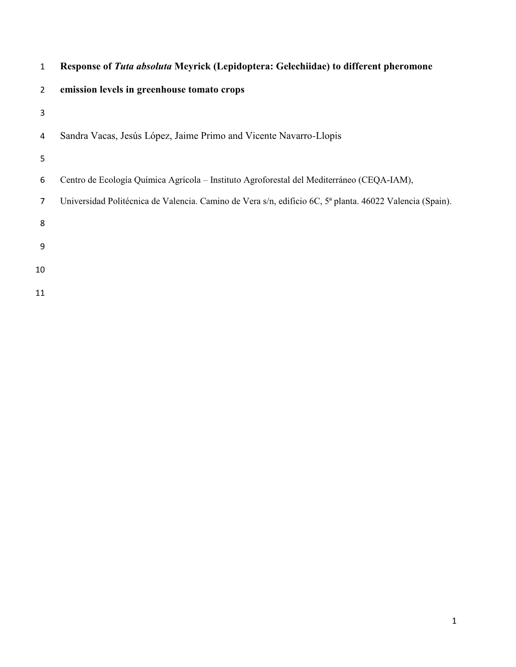 Response of Tuta Absoluta Meyrick (Lepidoptera: Gelechiidae) to Different Pheromone