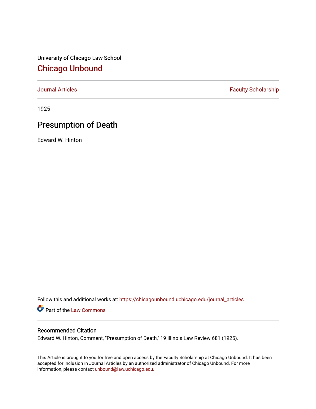 Presumption of Death