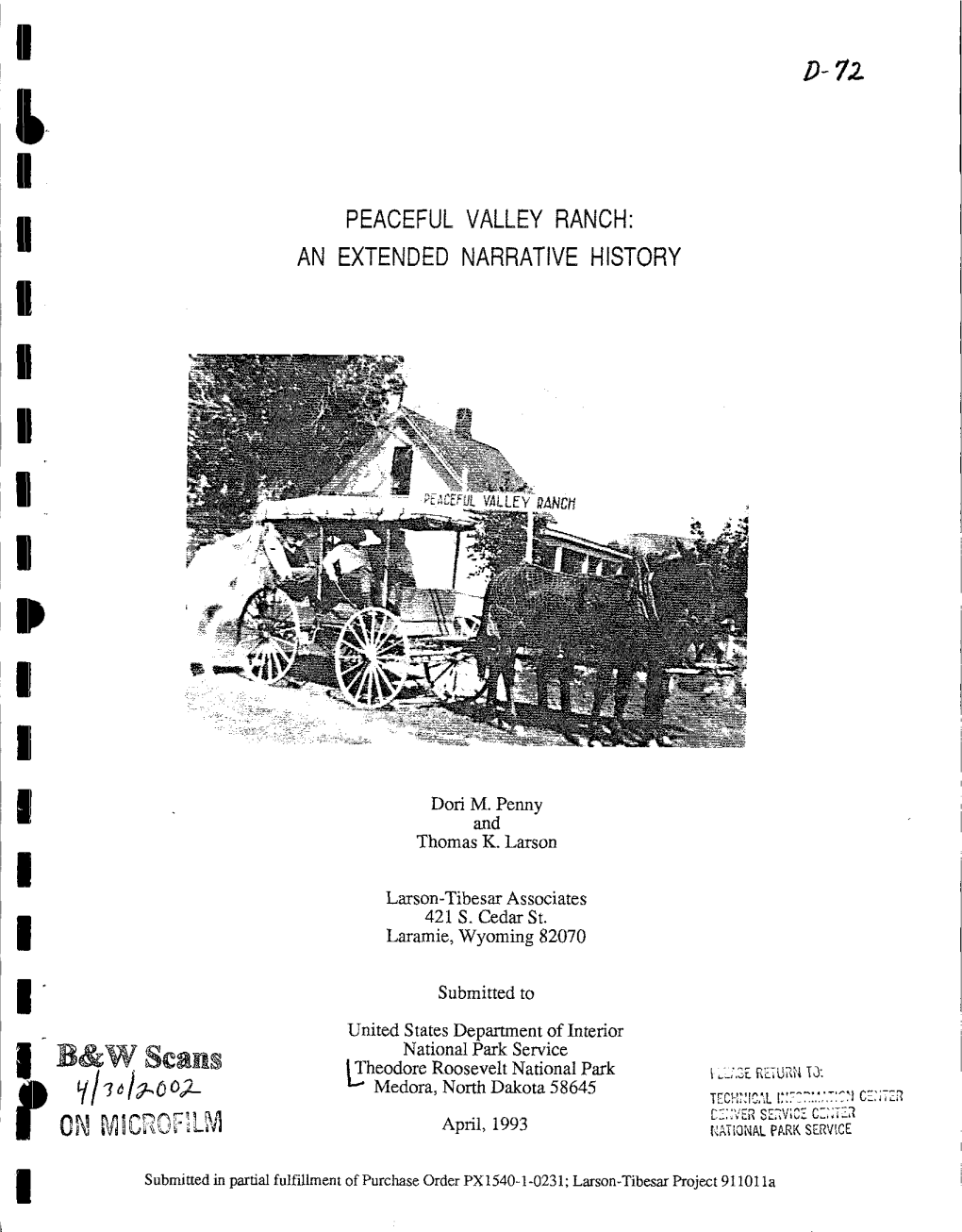 Peaceful Valley Ranch: D an Extended Narrative History I I I I