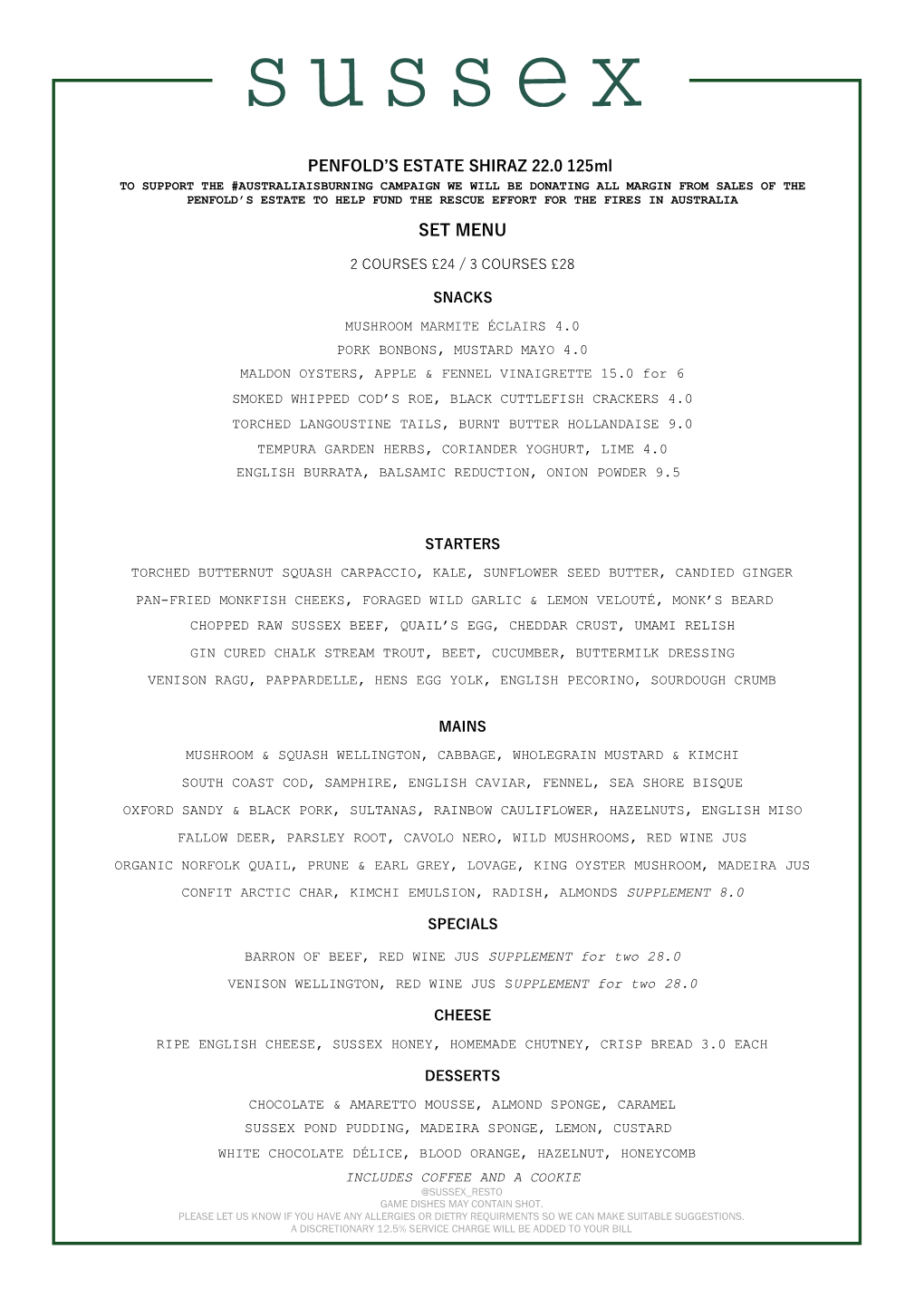 PENFOLD's ESTATE SHIRAZ 22.0 125Ml SET MENU