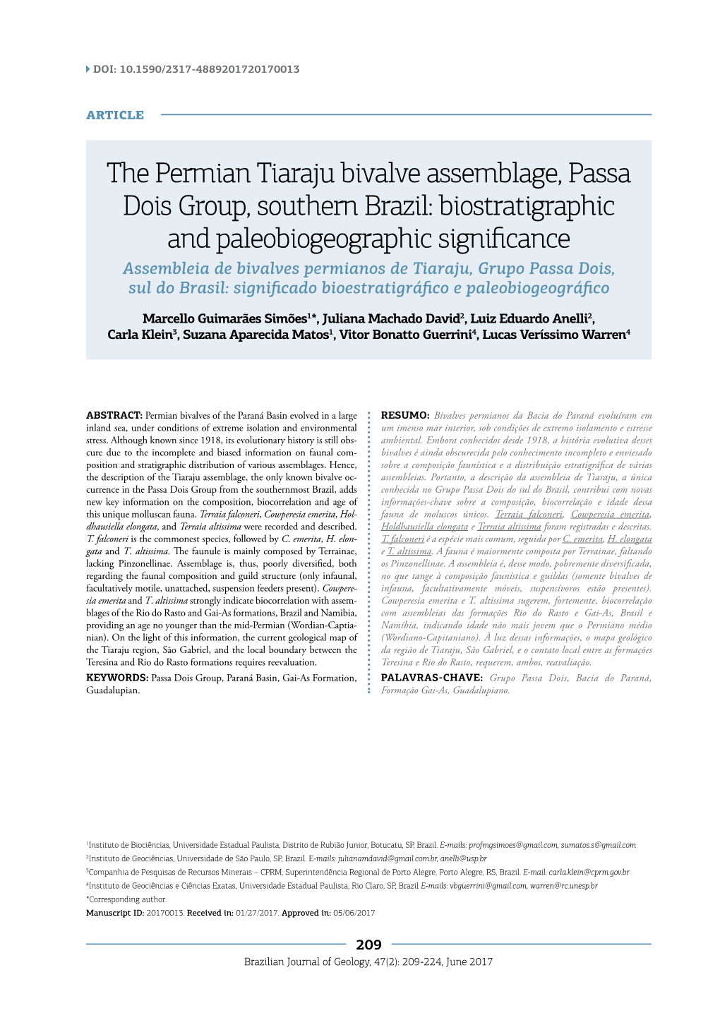 The Permian Tiaraju Bivalve Assemblage