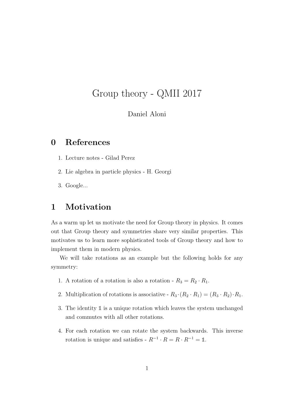 Group Theory - QMII 2017