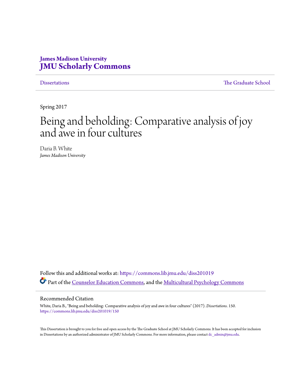 Comparative Analysis of Joy and Awe in Four Cultures Daria B