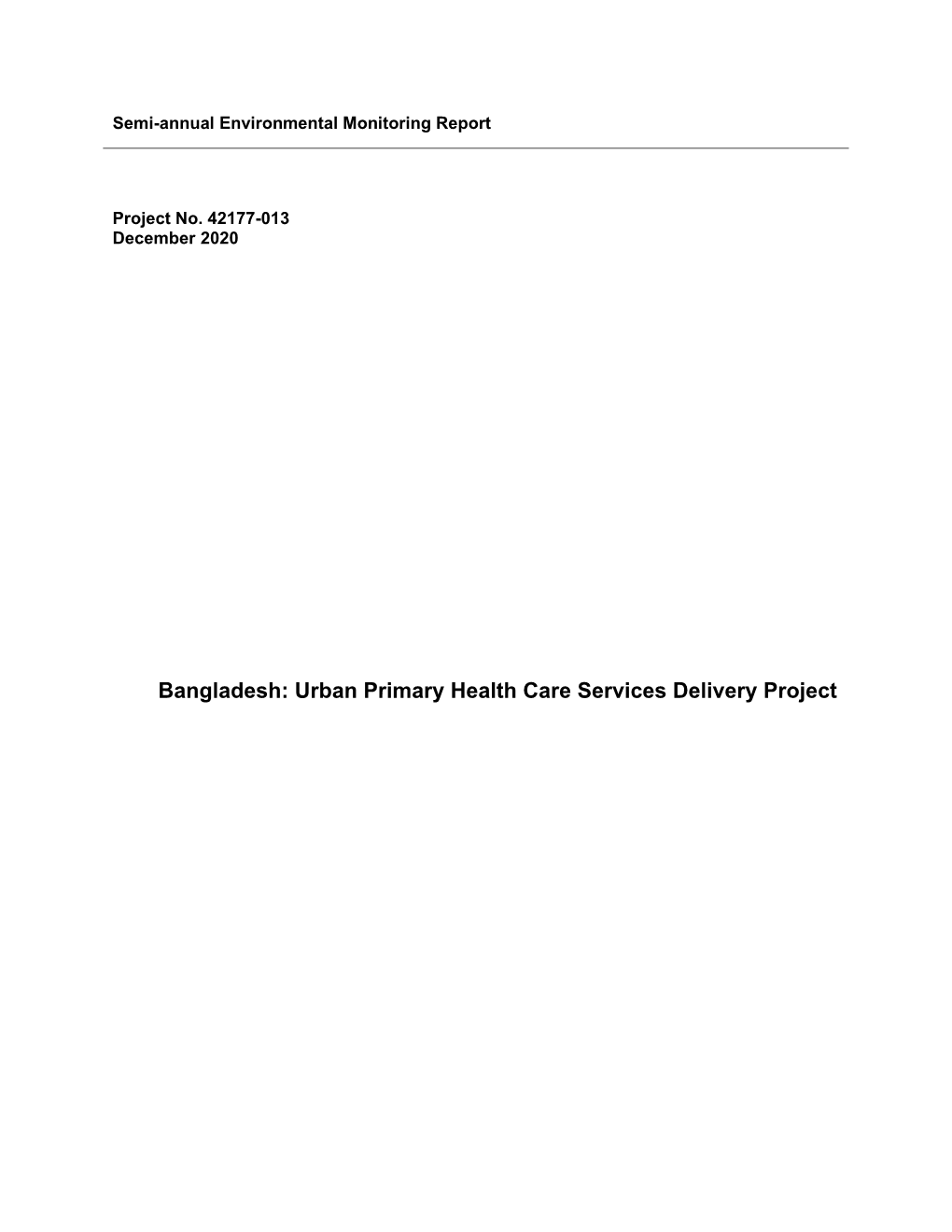42177-013: Urban Primary Health Care Services Delivery Project