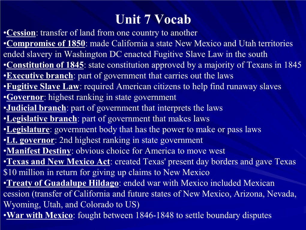 Unit 7 Vocab