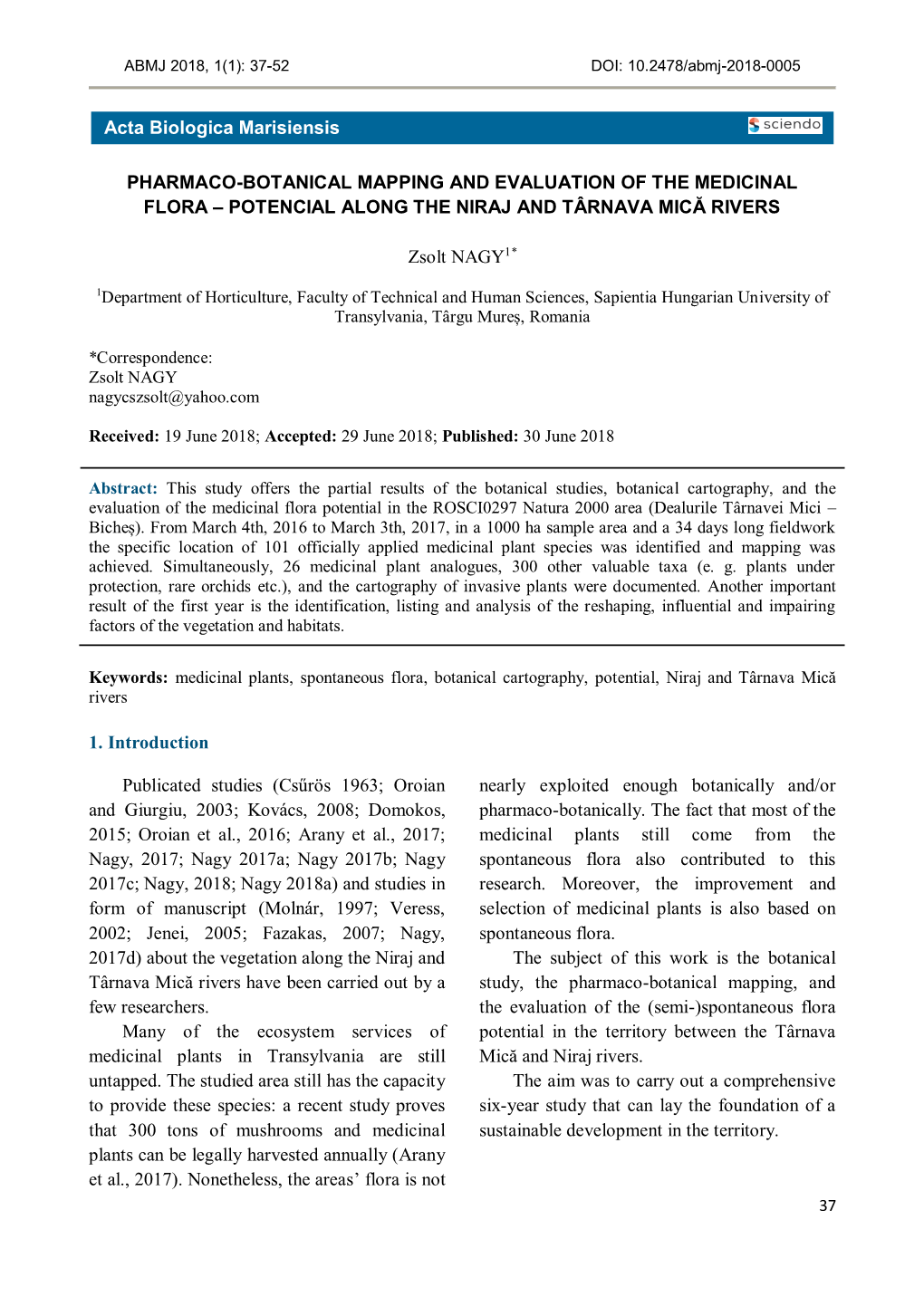 Pharmaco-Botanical Mapping and Evaluation of the Medicinal Flora – Potencial Along the Niraj and Târnava Mică Rivers