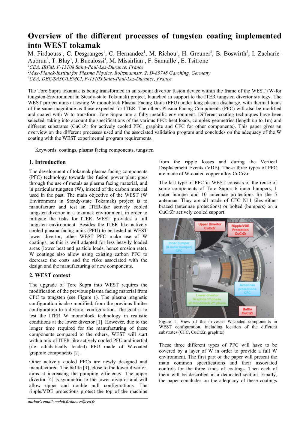 Overview of the Different Processes of Tungsten Coating Implemented Into WEST Tokamak M