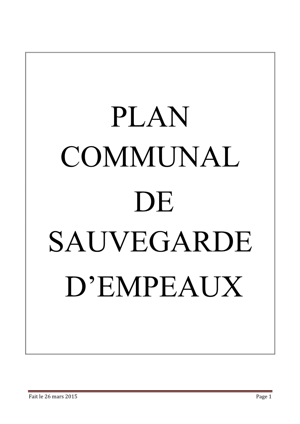 Plan Communal De Sauvegarde Empeaux Mars