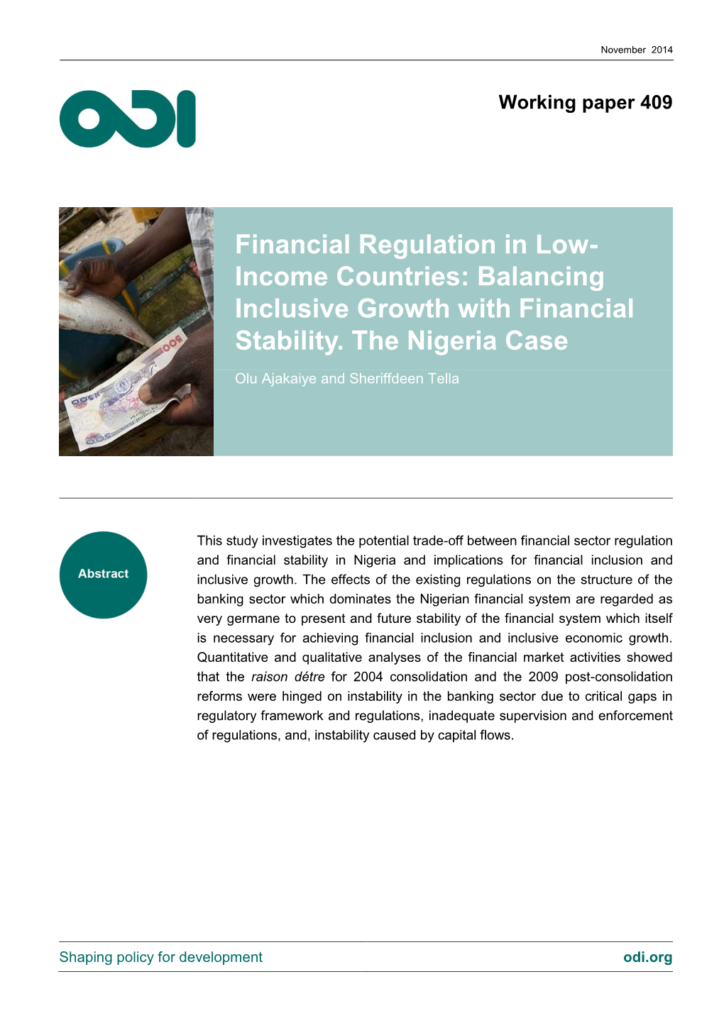 Financial Regulation in Low- Income Countries: Balancing Inclusive Growth with Financial Stability
