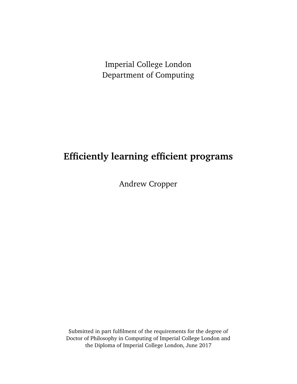 Efficiently Learning Efficient Programs