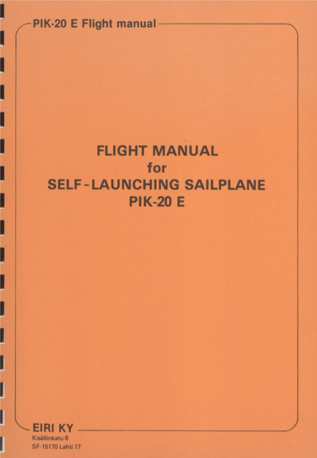 PIK-20 E Flight Manual