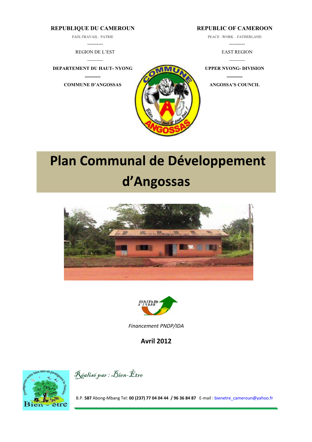 Plan Communal De Développement D'angossas