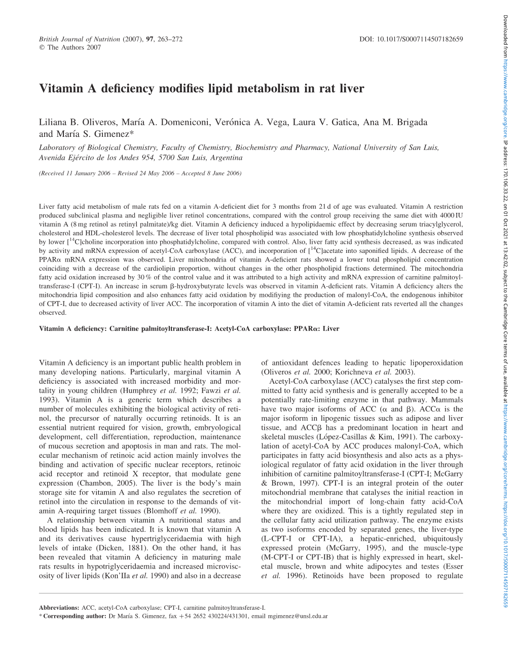 Vitamin a Deficiency Modifies Lipid Metabolism in Rat Liver