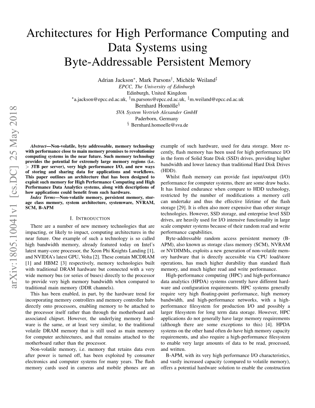 Architectures for High Performance Computing and Data Systems Using Byte-Addressable Persistent Memory