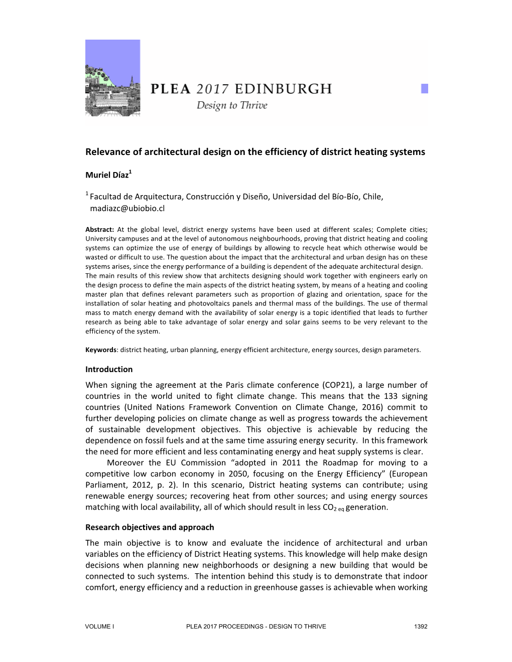 Relevance of Architectural Design on the Efficiency of District Heating Systems